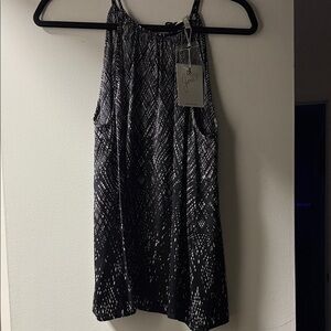Silk Joie Black and White Patterned Tank silk Top